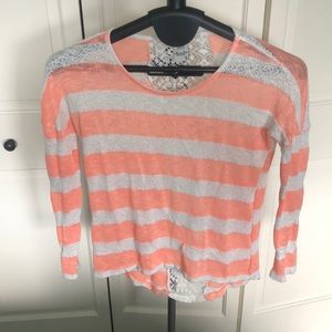 ‼️ DONATING SOON ‼️ Peach and white striped American Rag shirt